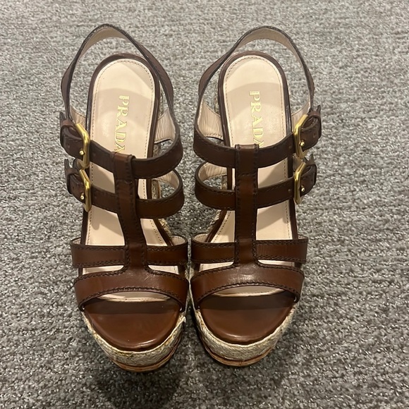 Prada Shoes - Prada Brown Wedges